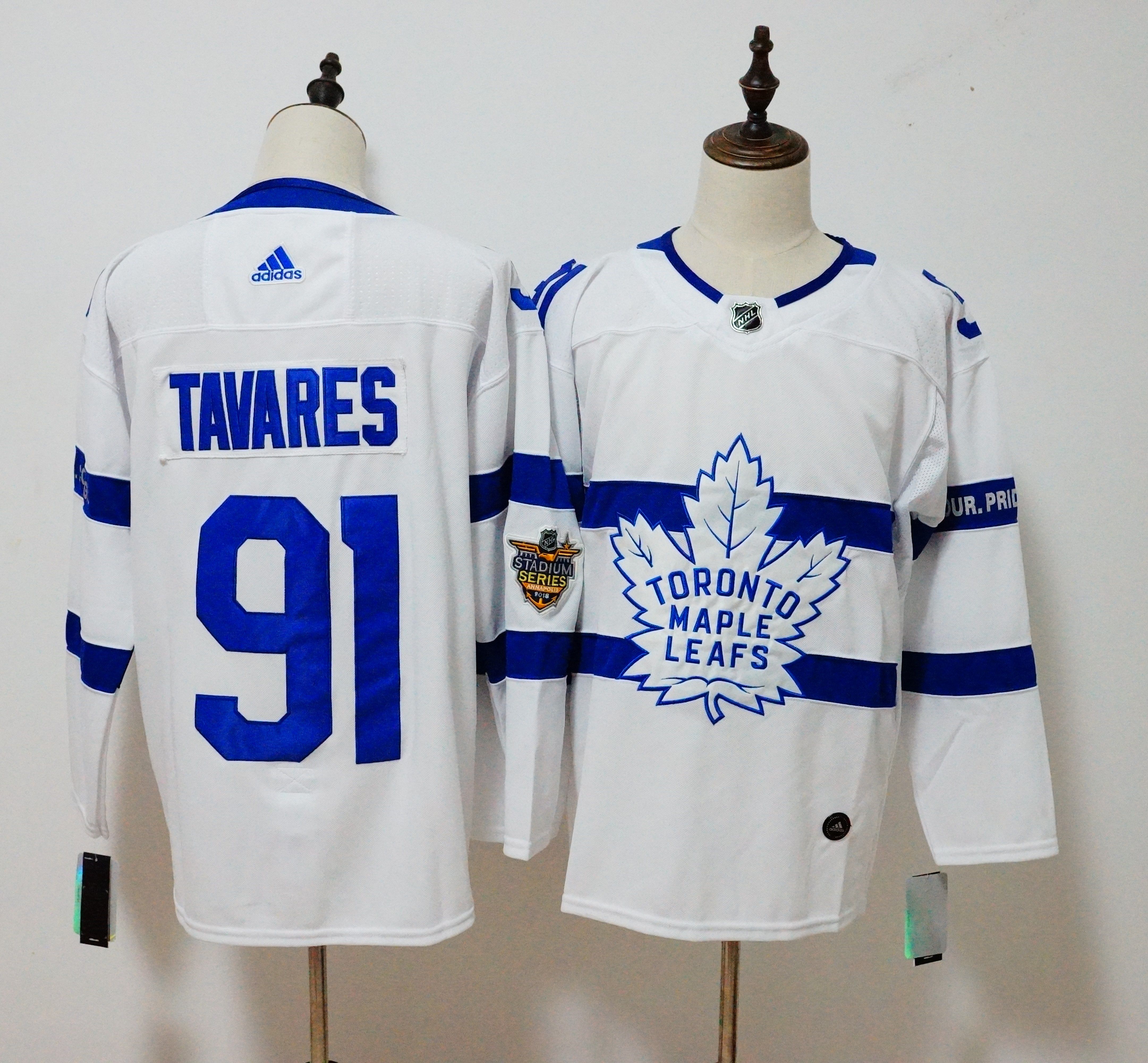 Men Toronto Maple Leafs #91 Tavares White Adidas AD NHL Jerseys